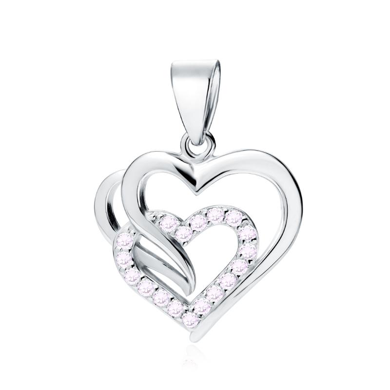 Pandantiv argint inima cu pietre roz deschis DiAmanti Z0655CR_LP-DIA (Argint 925‰ 1,5 g.)